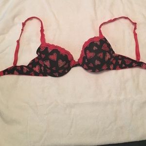 Pink and black heart bra